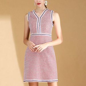 Pink & White Gingham Contrast V-Neck Dress Size 2